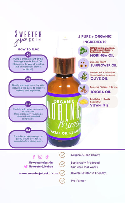 Moringa Miracle Facial Oil Cleanser - Sweeter Juice Skin